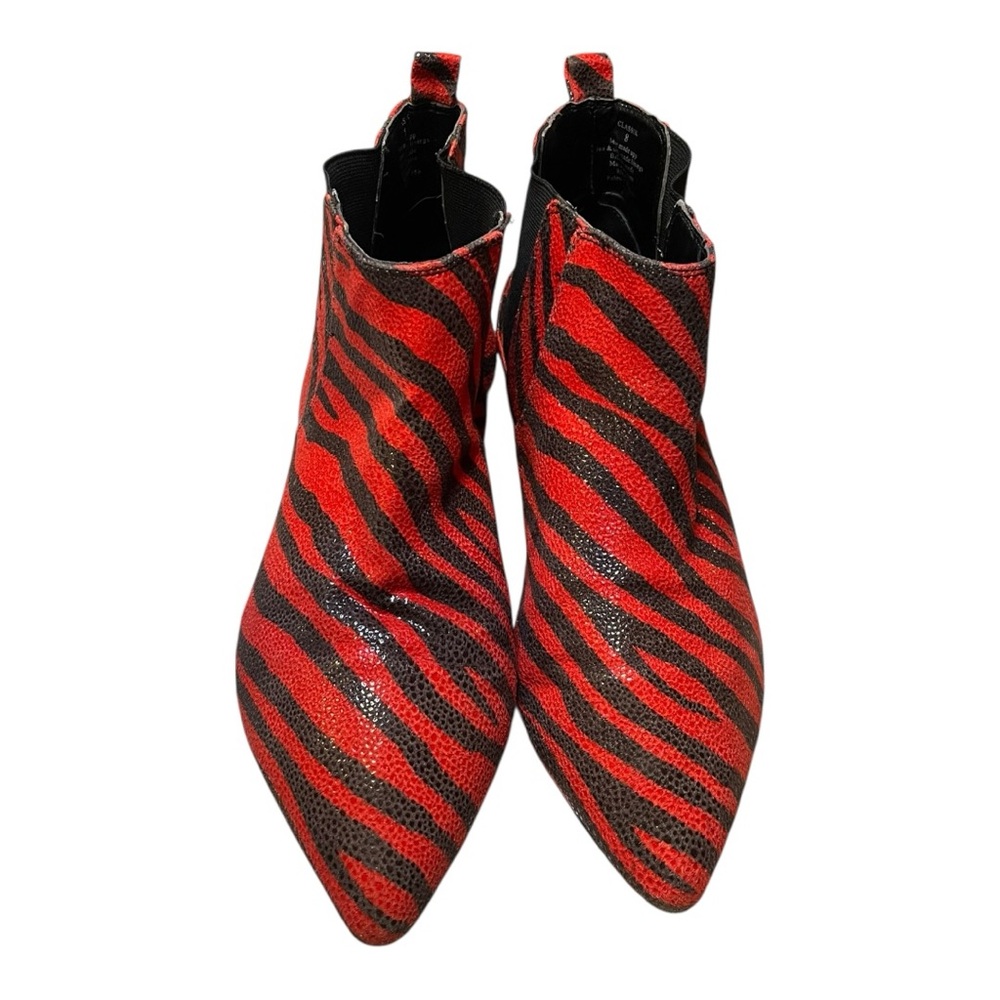 Red Zebra Print Ankle Boots Pointed Toe Elastic C… - image 1